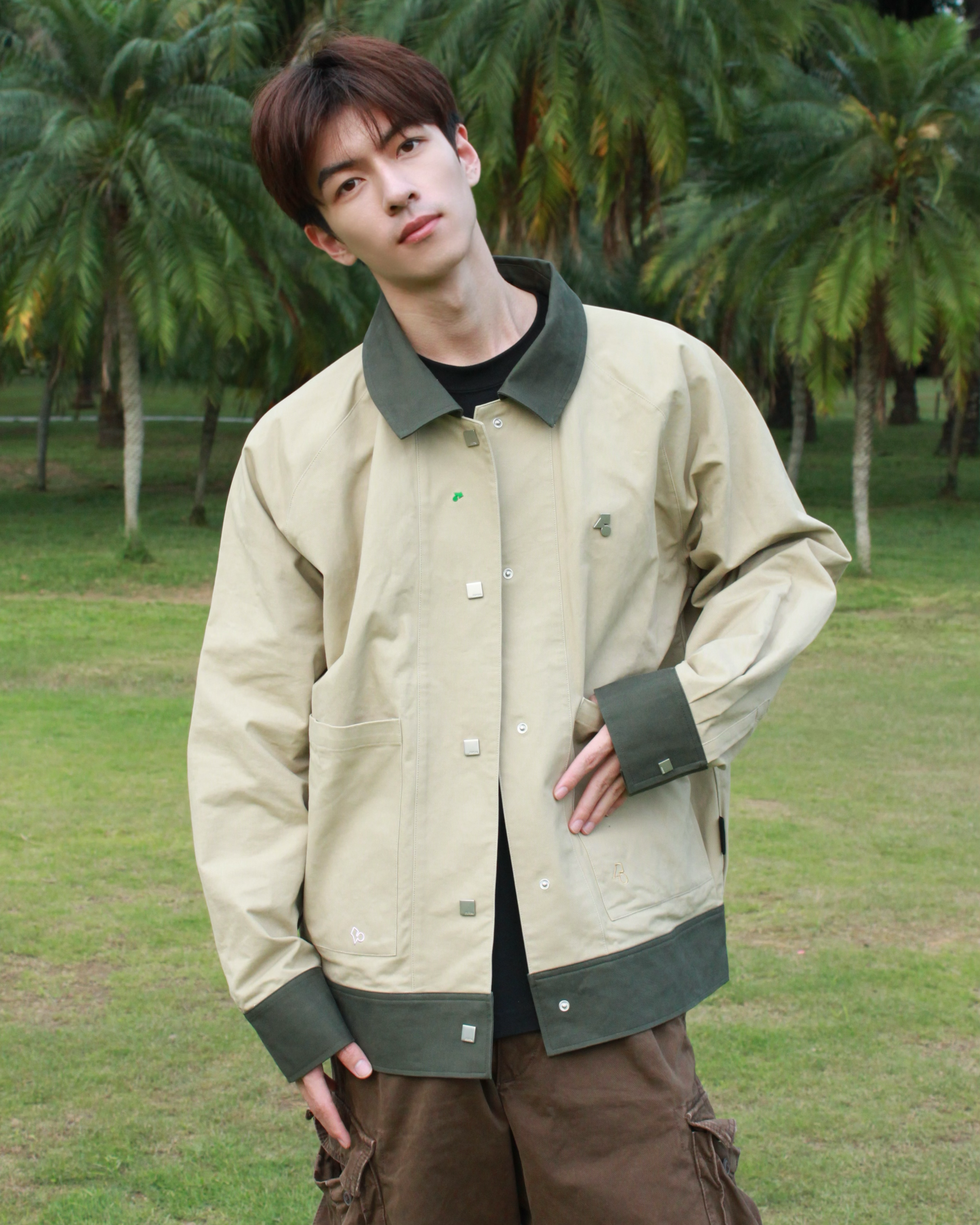 Smart Contrast Color - Oversized Layer Jacket - Terracotta, Green or Khaki