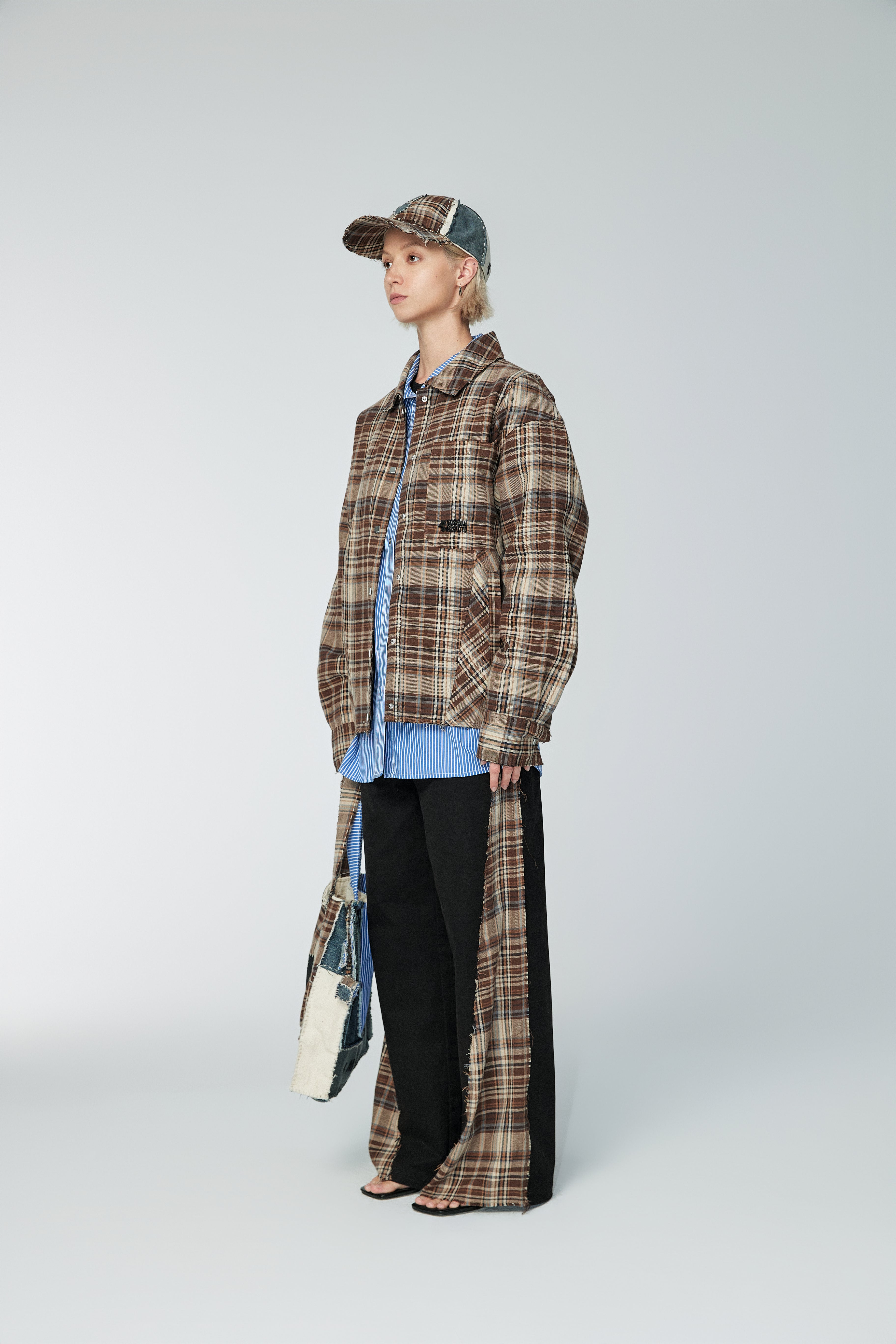 Check and Twill - Trousers - Black/Brown - MAISON MISFIT