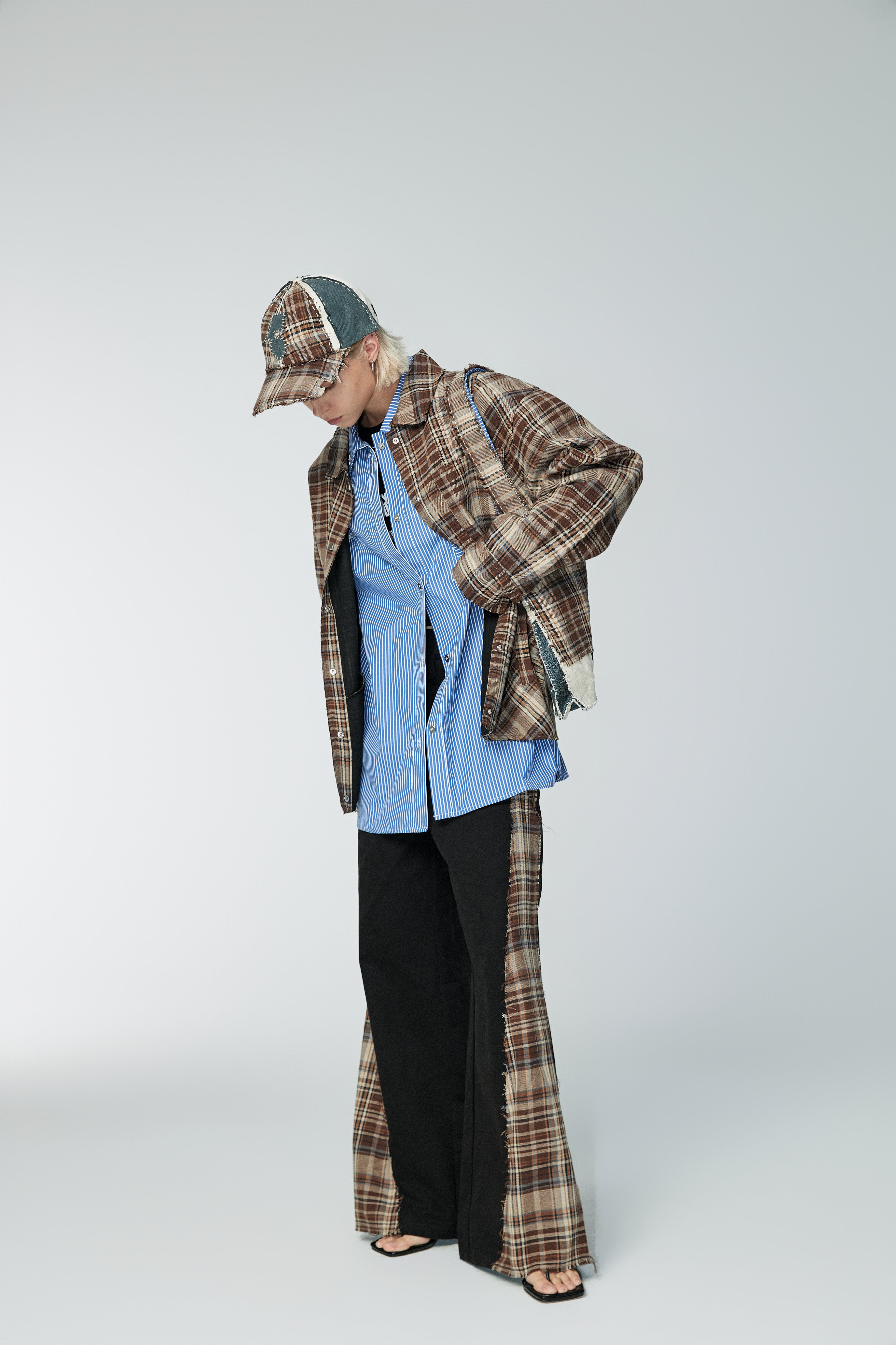 Check and Twill - Trousers - Black/Brown - MAISON MISFIT