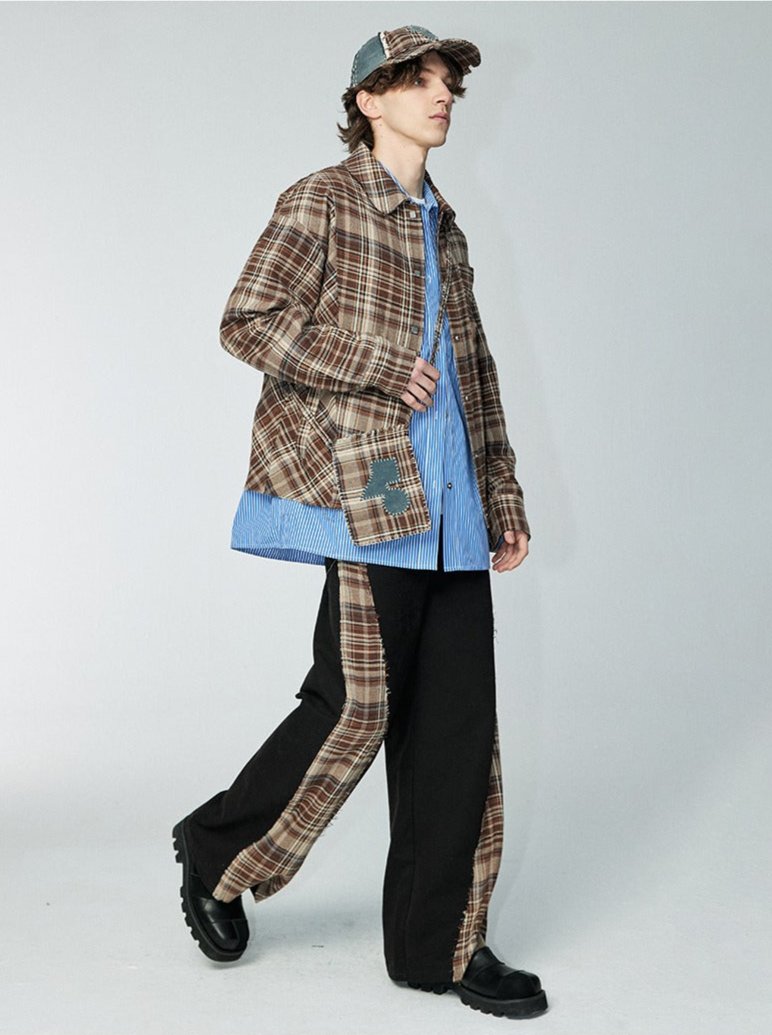 45 check - Jacket - Brown - MAISON MISFIT