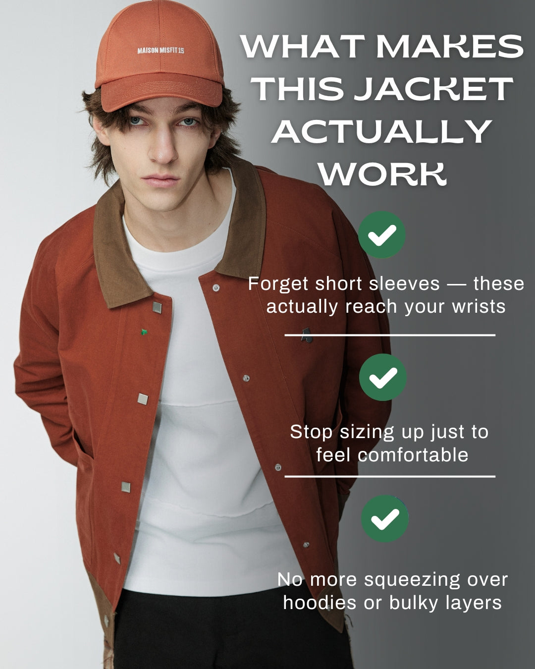 Smart Contrast Color - Oversized Layer Jacket - Terracotta, Green or Khaki