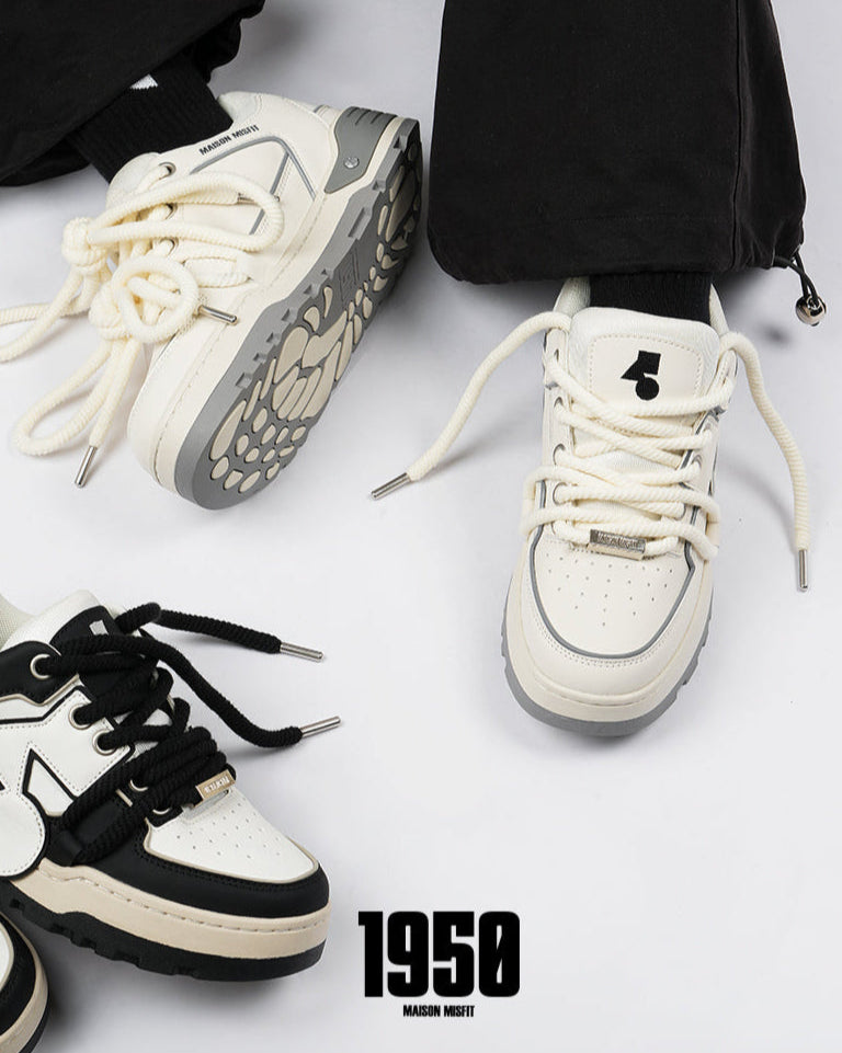 1950 - Skate-Style Sneaker - Cream White or Black
