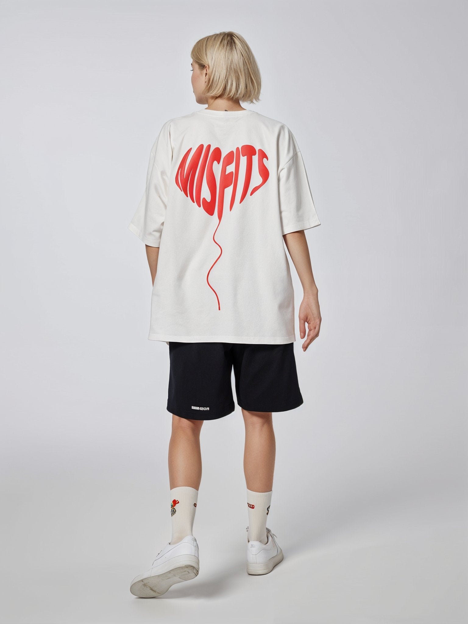 Love Balloon – Heavyweight Oversized Unisex Tee – White / Black