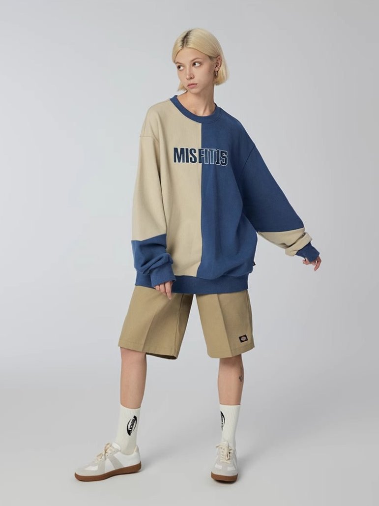 Split - Sweatshirt - Brown/Blue - MAISON MISFIT