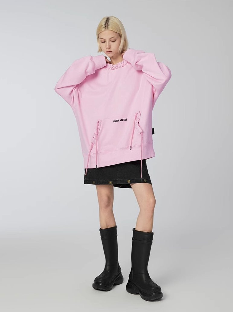 Flower and Pleated - Sweatshirt - Pink - MAISON MISFIT