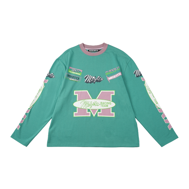 Speed Party - Oversized Long-sleeve Tee - Black or Turquoise