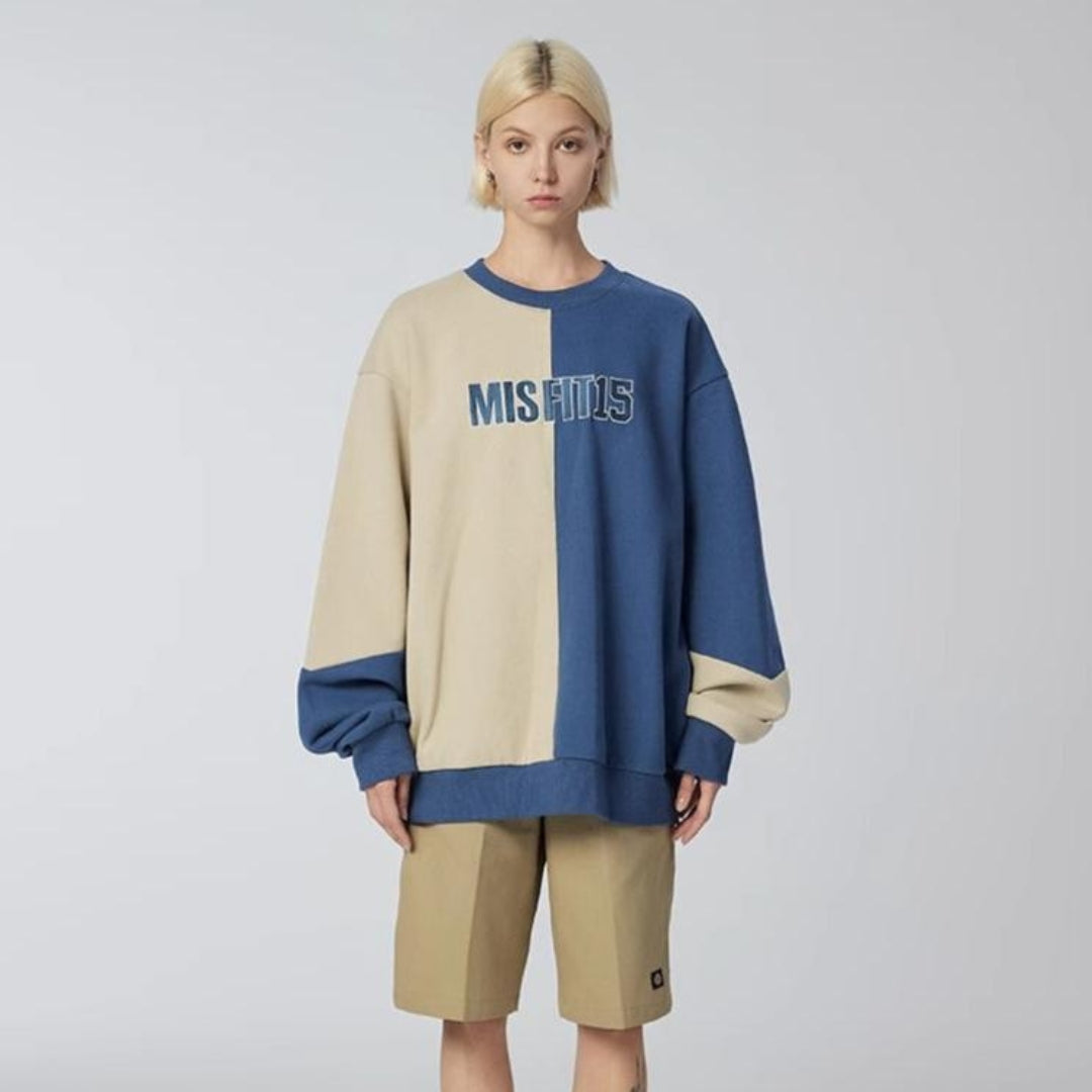 Split - Sweatshirt - Brown/Blue - MAISON MISFIT