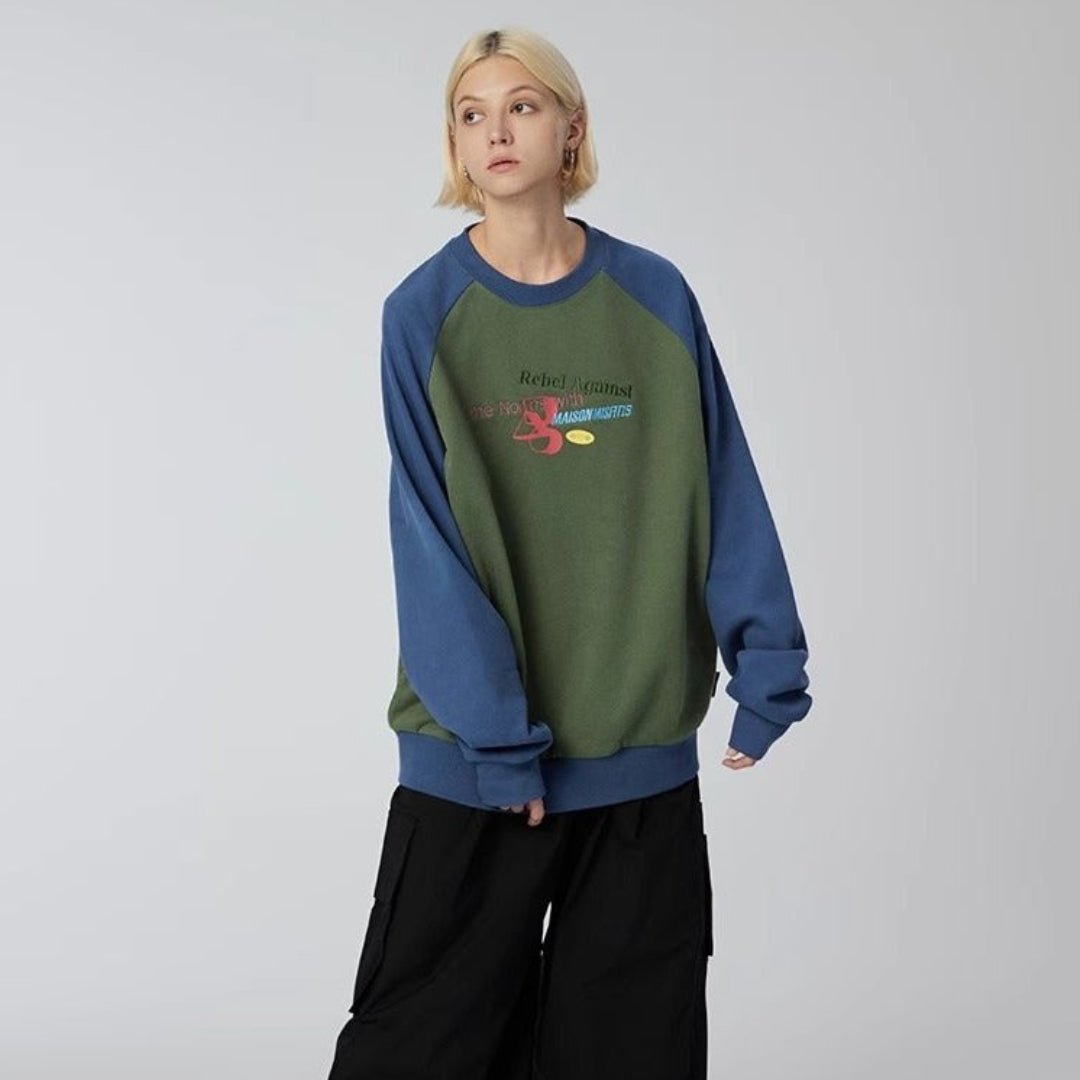 Rebel Regular - Sweatshirt - Blue/Green - MAISON MISFIT