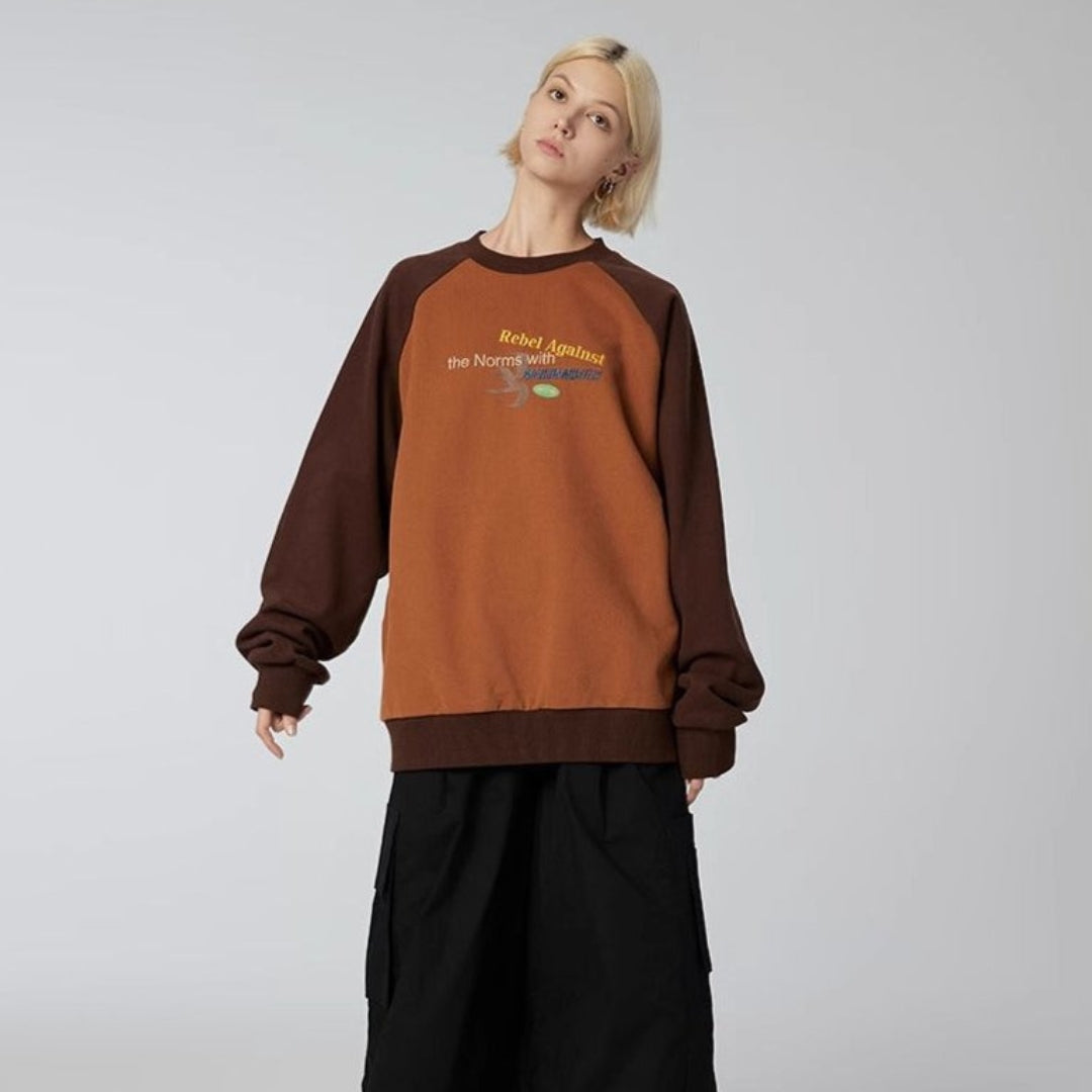 Rebel Regular - Sweatshirt - Brown/Orange - MAISON MISFIT