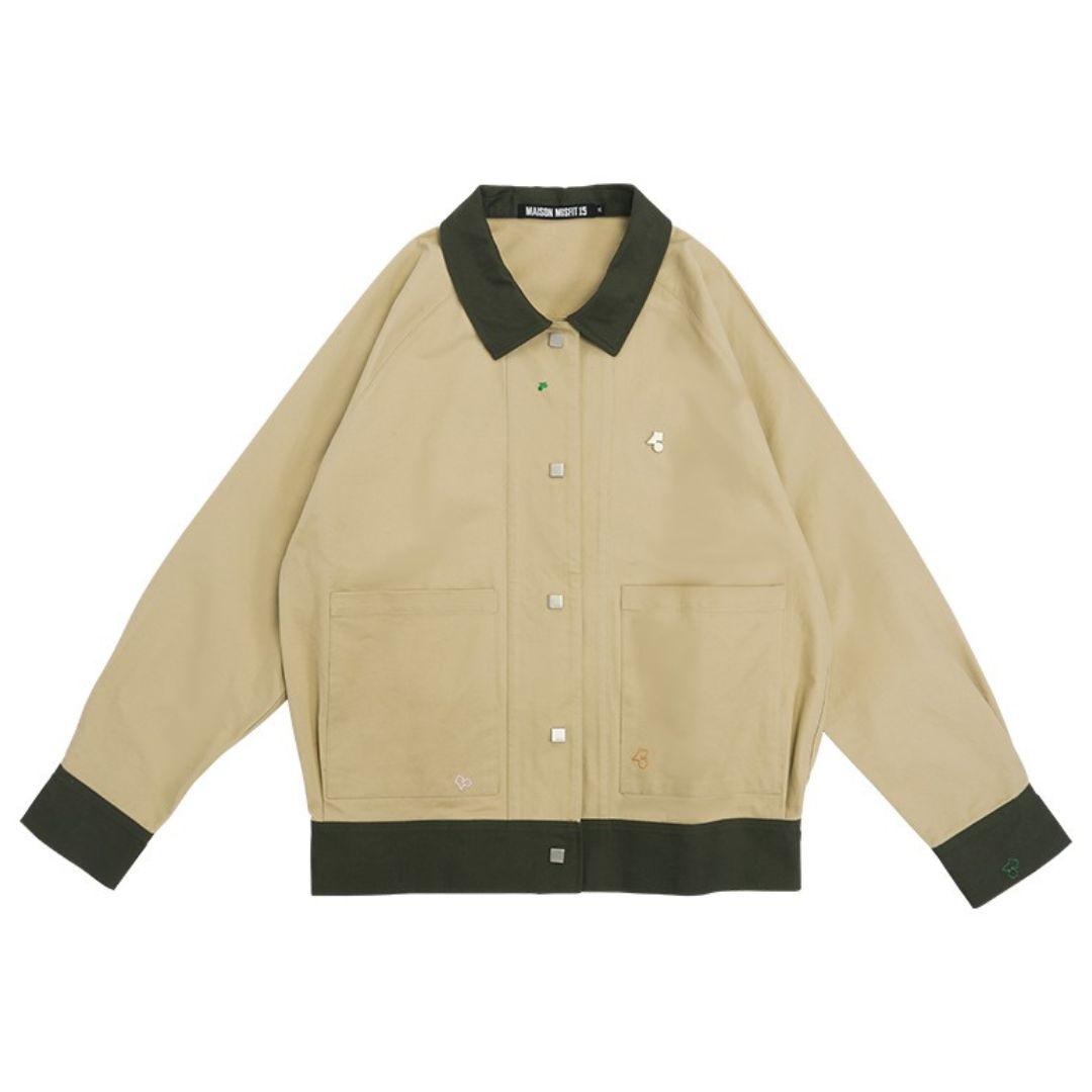Smart Contrast Color - Oversized Layer Jacket - Terracotta, Green or Khaki